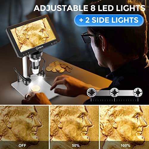 Opqpq LCD Digital Microscope 1200X, 7'' Coin Microscope for Error Coin, 1080P Soldering