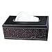 KINGFOM Rectangular PU Leather Tissue Box Holder, Facial Tissue Case Napkin Dispenser for Home Office Car Automotive Decoration(Retro Flower Pattern)