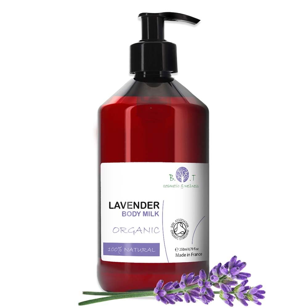 Organic Lavender Moisturizing Body Lotion, 8.8 fl.oz 250 ml, BIO, Luxurious Body Milk, Soothing, Dry skin, Body Care, Lavender Essential oil, Aloe Vera
