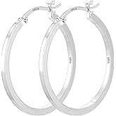 YOUNGYUE 925 Sterling Silver Hoop Earrings for Women Hypoallergenic Thin 14K Gold Plated Hoops Earrings for Women Lightweight Flat Large Hoop Earring 30/40/50/60/70mm