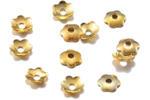 AGCFABS 1000pcs 4 mm mini Flowers Filigree Petal Beads Caps Findings Bulk End Spacer Charms Bead Cap for Jewelry Making Supplies (Gold)