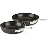 All-Clad Essentials Hard Anodized Nonstick Fry Pan Set 2 Piece, 8, 10,5 Inch Oven Broiler Safe 500F, Lid Safe 350F Pots and P