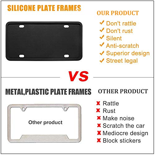 Cadaleem License Plate Frame, Black License Plate Frame, Silicone License Plate Frame with Rust-Proof, Rattle-Proof, Weather-Proof - Thumbnail 4