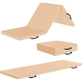 BalanceFrom 6x2 Feet 3-Panel Folding Gymnastics Mat &ndash; 2-Inch Thick Pad with Vinyl Surface and Carrying Handles for Tumbling, Yoga, Pilates, Home Workouts, and Martial Arts