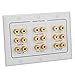 BATIGE 3-Gang 9 Speakers Home Theater Wall Plate Audio Distribution Outlet Panel Copper 18 Banana Plug Binding Post Connector Insert Jack Coupler