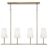 Capital Lighting 855241AD-550 Averitt Soft White Glass Linear Chandelier, 4-Light 240 Total Watts, 19" H x 42" W, Aged Brass