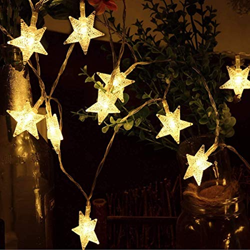 HOMVAN Star Lichterketten USB-betriebene Lichterketten, 5M 40 LED dekorative Beleuchtung für für Weihnachten Halloween Hochzeit Zimmer Dekoration Party Garten(warmes Weiß)