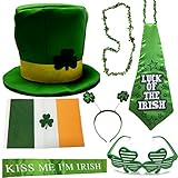 ST Patrick's Day Parade Mens and Womens Costume Accessories Set, CoolYeah 7 pcs set for Irish Day Saint Paddy's Day Celebration Outfit Attire March & Party Events