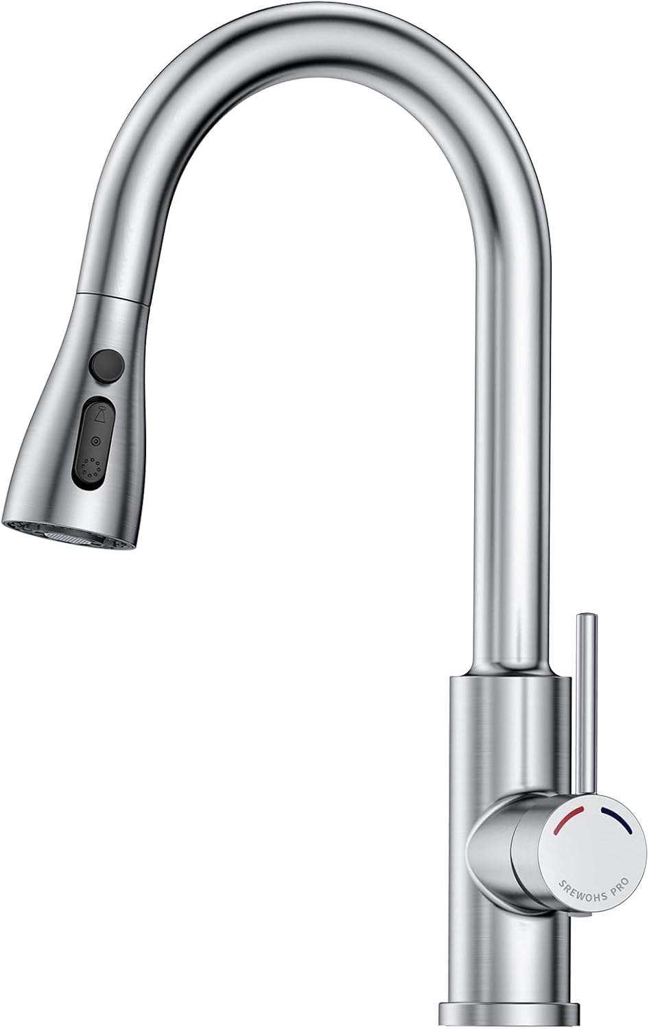 SREWOHS PRO Kitchen Faucet with Extendible Sprayer - Folding Sink Mixer Tap with 4 Shower Modes, 360° High Arc Stainless Steel Tap