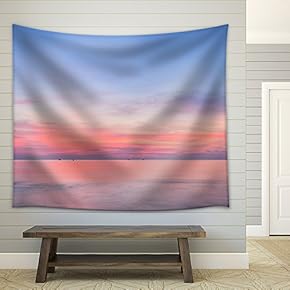 Colorful sea Sunrise - Fabric Wall Tapestry Home Decor - 51x60 inches