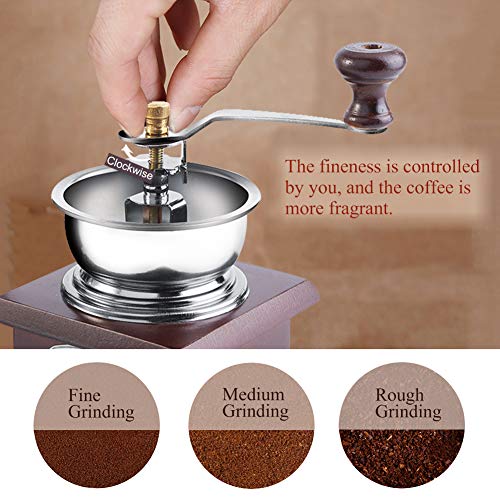Manuelle Kaffeemühle Retro Holz Hand Kaffeemühle Kaffee Korn Burr Mill Maschine mit Catch Drawer(Red Wooden) – Bild 6