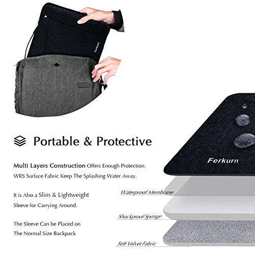 Ferkurn 14 15 inch 15.6 inch Laptop Sleeve Carrying with Handle Compatible MacBook 16/15, Surface Laptop, Ultrabook Ideapad, HP Envy Chromebook Probook, Inspiron, Asus,Computer Laptop Case Black