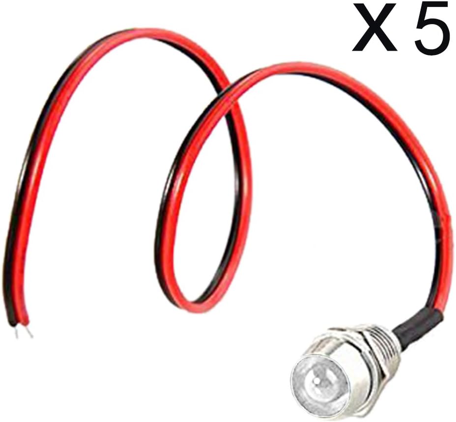 Set Of 5 12V Led Panel Indicator Lamp Warning Light For Car Boat Truck Van (White)