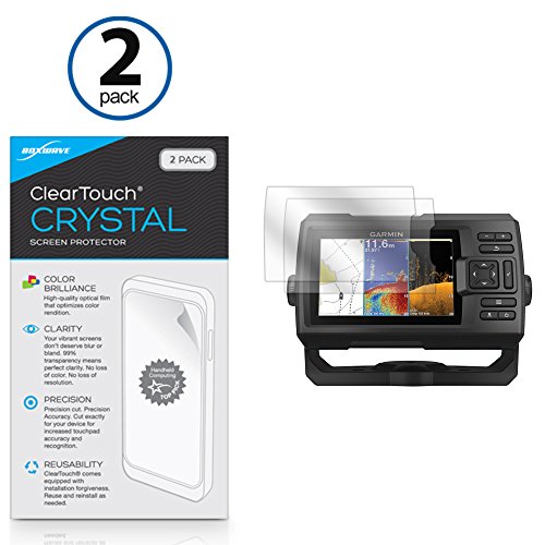 BoxWave Garmin Striker Plus 5cv Screen Protector, [ClearTouch Crystal (2-Pack)] HD Film Skin - Shields From Scratches for Garmin Striker Plus 5cv