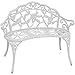 Sunnydaze 2-Person Classic Rose Cast Aluminum White Outdoor Garden Bench