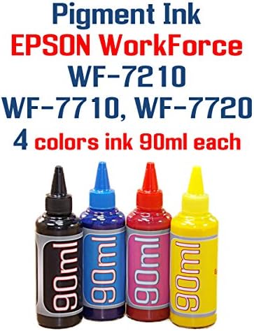 Pigment Ink - WorkForce WF-7210 WF-7710 WF-7720 printer - 4 multi-color bottles Pigment ink 90ml each color