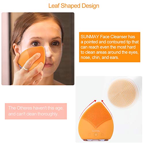 SUNMAY Leaf Sonic Facial Cleansing Brush, Electric Soft Silicone