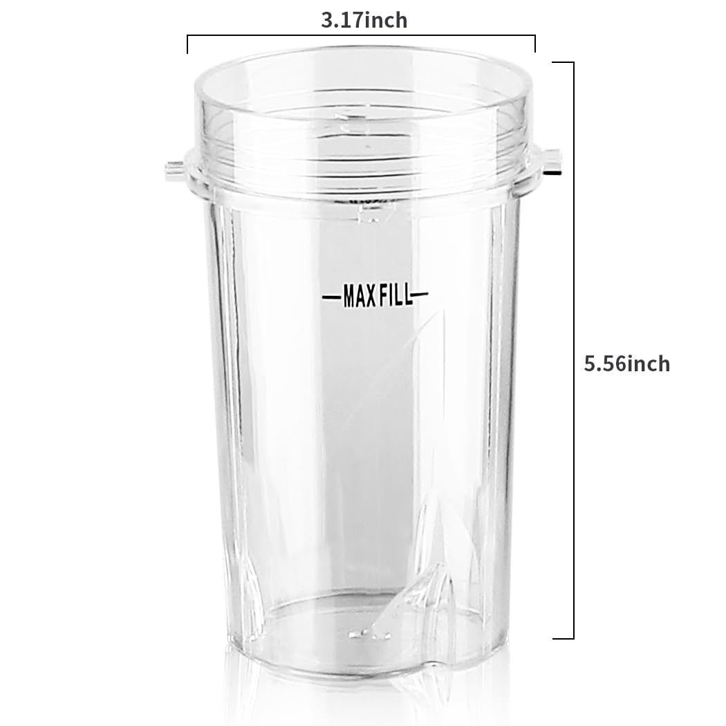 Anbige Replacement Parts 2pcs 12oz Cups with Lids, Compatible with Ninja BL770 BL660 BL810 QB3000 All Pro 4 Tabs Blenders