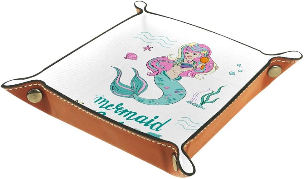 Bandeja de almacenamiento de dados de piel sintética de color blanco y