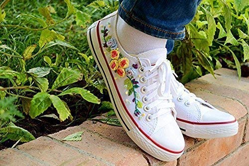 white sneakers with floral embroidery