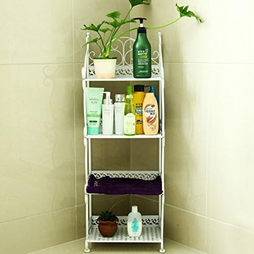 3-Tier White Metal Bookshelf Rack,Garden Plant / Phone Stand Corner Accent Table Bookshelf