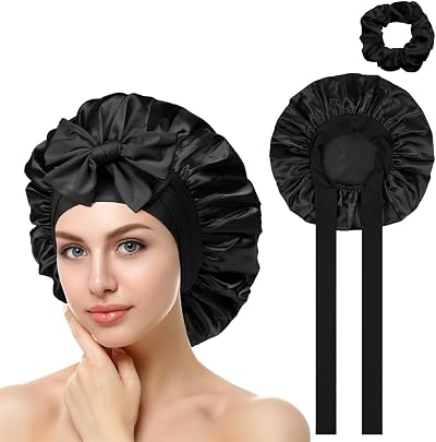 ACWOO Satin Bonnet Silk Hair Wrap with Elastic Band Night Cap