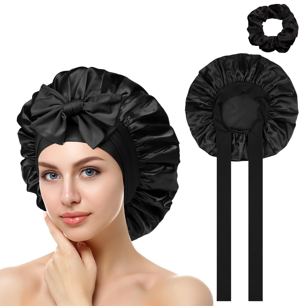 ACWOO Satin Bonnet - Soft Silk Hair Wrap for Sleeping, Night Cap with Elastic Band, Hair Care Head Cover for Women Girls Long, Straight and Curly Hair