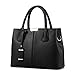 Covelin Women's Top-handle Cross Body Handbag Middle Size Purse Durable Leather Tote Bag Black