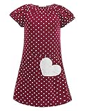 Arshiner Kids Girl Elastic O-Neck Short Sleeve Polka Dot Heart Pocket Pullover Dress