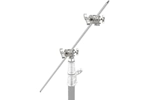 ASDJAKZP Extension Grip Arm Boom Arm with 2 Pieces Grip Heads, 50.4 in/128 Centimeters Stainless Steel Construction for Light