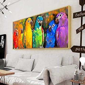 Poster Casa e cucina XCSMWJA Quadri Moderni Pappagalli Colorati Quadri su  Tela per Soggiorno Stampe su Tela Anime Poster Decorazione Pittura 40 80Cm