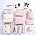 Vercord 8 Set Travel Packing Pods Luggage Organizers Cubes with Laundry Bags Accessories, Creamy White