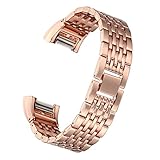 For Fitbit Charge 2 Bands, bayite Replacement Bracelet Mesh Metal Bands for Fitbit Charge 2, Rose Gold Style C