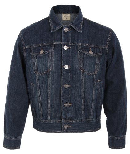 Mens Vintage Wash Classic Denim Jean Trucker Heavy Duty Biker Jacket Worker Coat (Indigo,XXL)