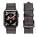 Oitom Leather Silicone Sports Band Compatible with Apple Watch 42mm 44mm, Hybrid Sweatproof Replacement Straps Compatible with iWatch Series 4 3 2 1 Men (S/M/L Coffee Brown)
