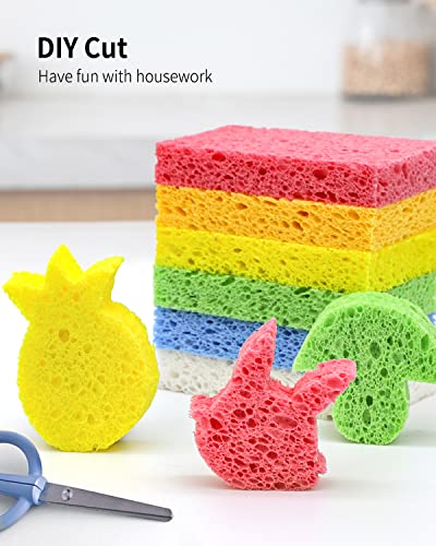 ARCLIBER Cellulose Sponges,Heavy Duty Scrub Kitchen Sponge,Clean Tough Messes Without Scratching Sponges Kitchen,Pop Up Eco Sponges DIY (6 Pack)
