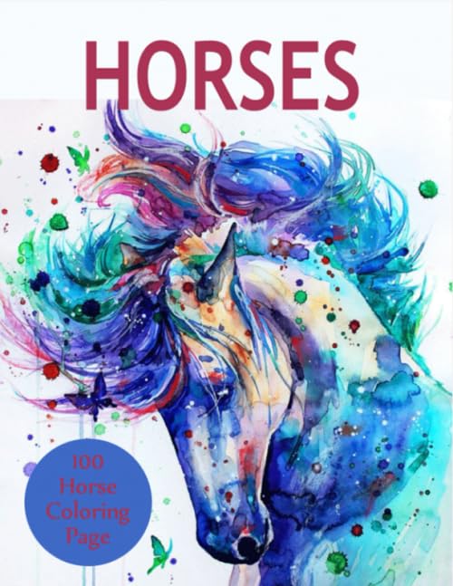 Horse: 100 Pages 8.5x11 Inch Adults Horse Coloring books