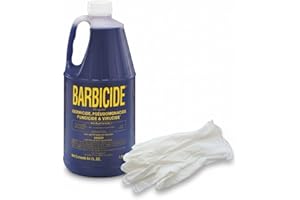 Barbicide Hospital Grade Disinfectant, Professional Salon and Spa Solution, 64oz/1.89L with pair of gloves