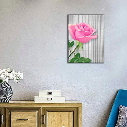 Pink Wall decor for girls bedroom Decoration Framed Flowers Wall Decor canvas bathroom pictures 3 Pieces rose bathroom decor wall art Beige Wood Board Floral teenage girl room decor painting 12×16 Inch