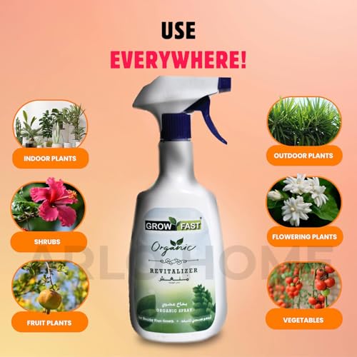 Organic Growth Fertilizer Spray (860 ml) - Organic Revitilizer Outdoor & Indoor Plant Food - All-Purpose, Nutrient-Rich Lawn Fertilizer & Soil Enhancer for House Plants, Green Leaves
