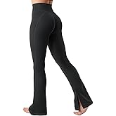 YEOREO Flare Split Hem Leggings for Women Tummy Control Workout Leggings Nasreen Hidden Scrunch Bootcut Gym Yoga Pants