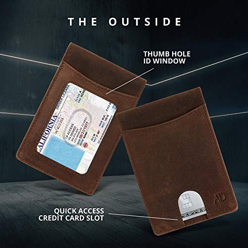 Slim Bifold Wallets For Men - Money Clip Wallet RFID Front Pocket Leather Thin Minimalist Mens Wallet Credit Card Holder