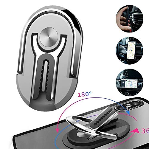 LuckyKilig Multipurpose Mobile Phone Bracket Holder Stand, Phone Ring Holder, 360 Degree Rotation Cellphone Mount, Multiple-Angle Car Phone Mount for Car Home Gray