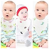 Muslin Cotton Baby Bibs & Burp Cloth For Drooling & Feeding. Multi Layers Drool Bibs For Shower.