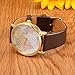 HACBIWA Global Fashion Unisex Men Women Lady Girls World Map Brown Leather Alloy Analog Quartz watches