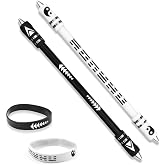 2 Colors Pen Spinning Set, Metal Heads Gaming Finger Pen, No Refill | Spinning Pen With Silicone Bracelet Black &amp; White, 8.5In Weighted Rotating Ballpoint for Student Adults Gift