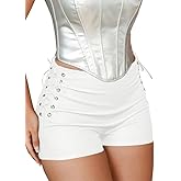 Avanova Women Faux Leather High Waist Summer Shorts Lace Up Sexy Shorts