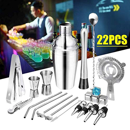 NXYJD 22 stücke Set 550ml 750ml Edelstahl Cocktail Shaker Mixer Getränk Bartender Browser Kit Bars Set Werkzeuge mit… – Bild 3
