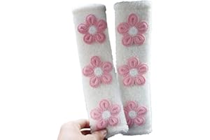 Yeanifeana 2 Pcs Cute Flower Seat Belt Cover Pads, Comfortable Car Seatbelt Shoulder Strap Protector Covers for Kids and Adul