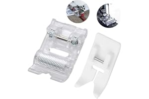 CESUSME 2 Pcs Roller Sewing Machine Presser Foot, Plus Non-Stick Zigzag Teflon Presser Feet - Fit for Singer, Brother, Babylock, Low Shank Simplicity Sewing Machine（2 Styles）